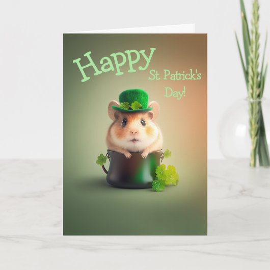 Kleiner glücklicher Hamster St. Patrick's Day Feiertagskarte (Vorderseite)