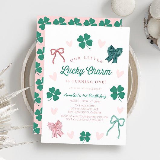 Kleiner Glücksbringer-Bogen Shamrock Mädchen 1. Ge Einladung