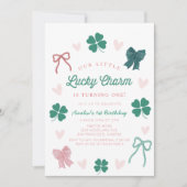 Kleiner Glücksbringer-Bogen Shamrock Mädchen 1. Ge Einladung (Vorderseite)