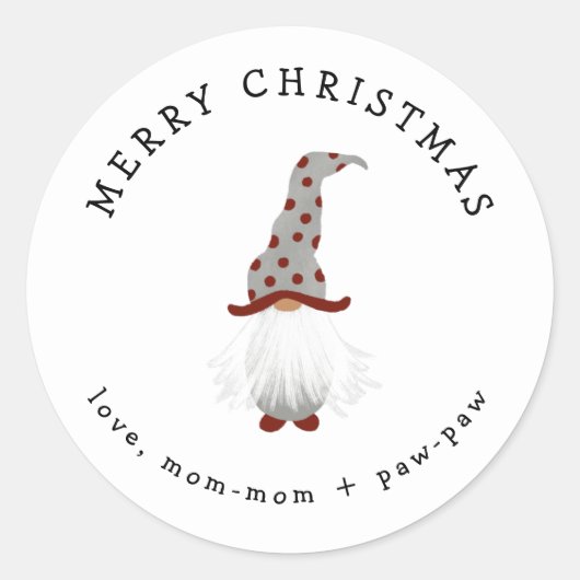 Kleiner Gnome Weihnachtssticker Runder Aufkleber (Vorderseite)