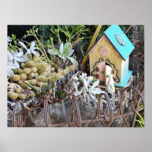 Kleiner Gnome-Zuhause im Wald Poster