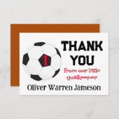 Kleiner Goalkeeper Soccer Baby Boy's 1. Geburtstag Dankeskarte (Vorne/Hinten)