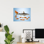 „Kleiner Goldfisch, große Hai-Energie“ Poster (Heimbüro)
