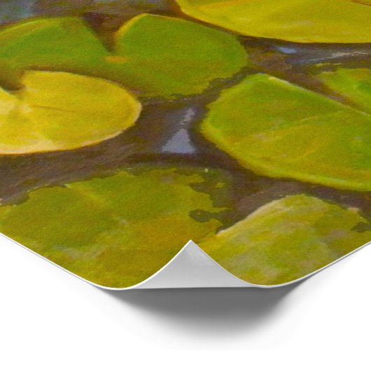 Kleiner Goldfish Koi im Teich mit Lily Pads Poster (Ecke)