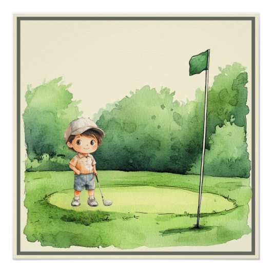 Kleiner Golfer im Training - Golf-Themed Kinderzim Poster (Vorderseite)
