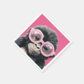 Kleiner Gorilla mit rosa Brille - rosa Hintergrund Serviette (Ecke)
