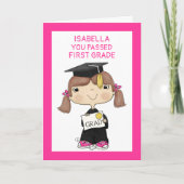 Kleiner Graduate Girl Brown Haar Karte (Vorderseite)