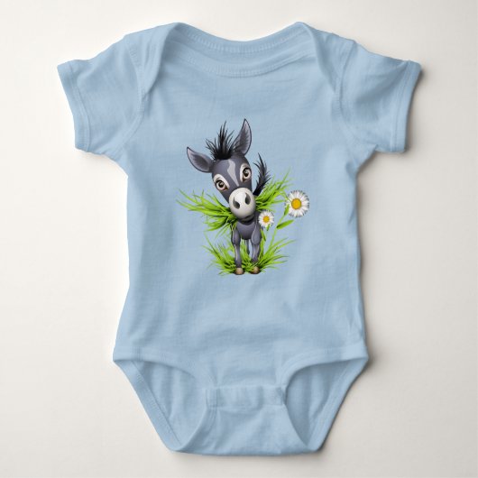 Kleiner grauer Esel Baby Strampler (Vorderseite)