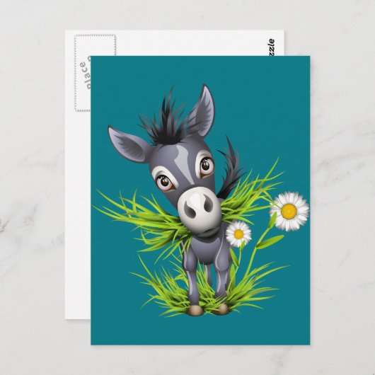 Kleiner grauer Esel Postkarte (Vorne/Hinten)