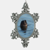 Kleiner Grebe Schneeflocken Zinn-Ornament (Links)