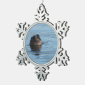 Kleiner Grebe Schneeflocken Zinn-Ornament (Rechts)