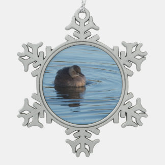 Kleiner Grebe Schneeflocken Zinn-Ornament