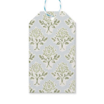 Kleiner grüner Blockdruck floral, hellblau