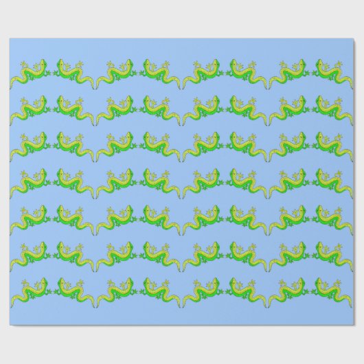 kleiner grüner Eidechsendruck Geschenkpapier (Flach)