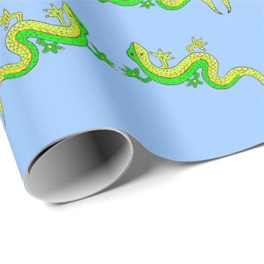 kleiner grüner Eidechsendruck Geschenkpapier (Rolleneckpunkt)
