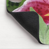 Kleiner grüner Frosch auf Stargazer-Lilie Mousepad (Ecke)