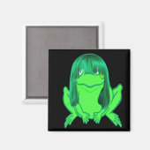 kleiner grüner Frosch mit grünem Perückenmagnet Magnet (Vorderseite/Rückseite)