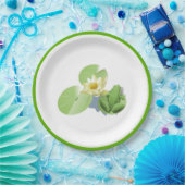 Kleiner grüner Frosch sitzend auf einem Lilienpad Pappteller (Party)