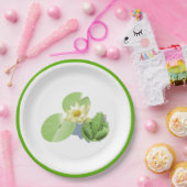 Kleiner grüner Frosch sitzend auf einem Lilienpad Pappteller (Party)