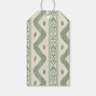Kleiner grüner Ikat auf Creme Geschenkanhänger