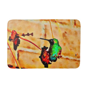 Kleiner Grüner und Roter Kolibris Badematte