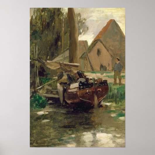 Kleiner Hafen mit Boot Poster (Vorne)