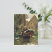 Kleiner Hafen mit Boot Postkarte (Stehend Vorderseite)
