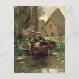 Kleiner Hafen mit Boot Postkarte
