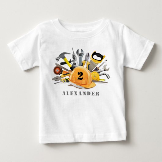 Kleiner Handyman unter Bauarbeiten Geburtstag Baby T-shirt (Vorderseite)