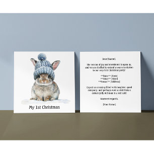 Kleiner Hase, erstes Weihnachten, individuell Einladung