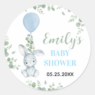 Kleiner Hase Eukalyptus Aquarell Baby Junge Runder Aufkleber