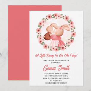 Kleiner Hase Floral Aquarell-Baby-Party Einladung