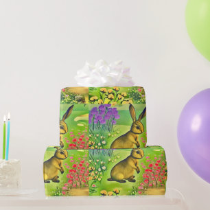 Kleiner Hase in Blumen Geschenkpapier
