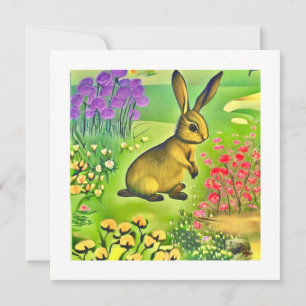 Kleiner Hase in den Blumen Karte