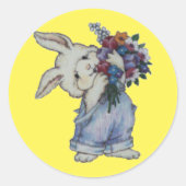 Kleiner Hase mit Blume Aufkleber (Vorderseite)