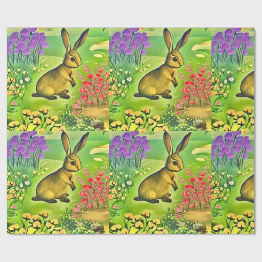 Kleiner Hasen in Blume Geschenkpapier (Flach)