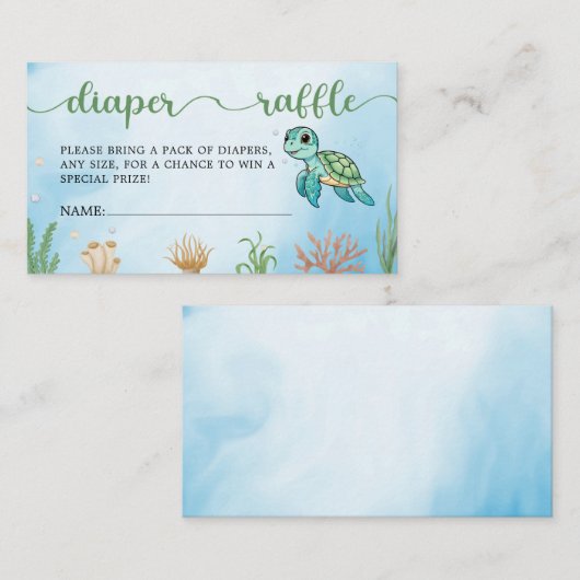 Kleiner Hatchling Turtle Dusche Windelwanne Windel Begleitkarte (Vorne/Hinten)