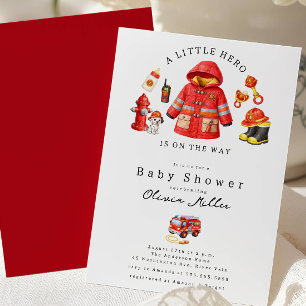 Kleiner Held Feuerwehr Baby Shower Einladung