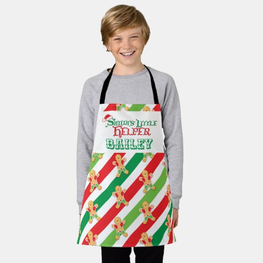Kleiner Helfer Bake Lebkuchen Mann rot grün Schürze (Getragen)