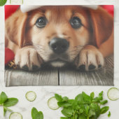 Kleiner Helfer-Welpe des Weihnachtsmanns Geschirrtuch (Gefaltet)