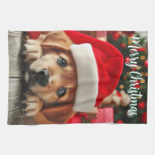 Kleiner Helfer-Welpe des Weihnachtsmanns Geschirrtuch (Horizontal)