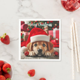 Kleiner Helfer-Welpe des Weihnachtsmanns Serviette