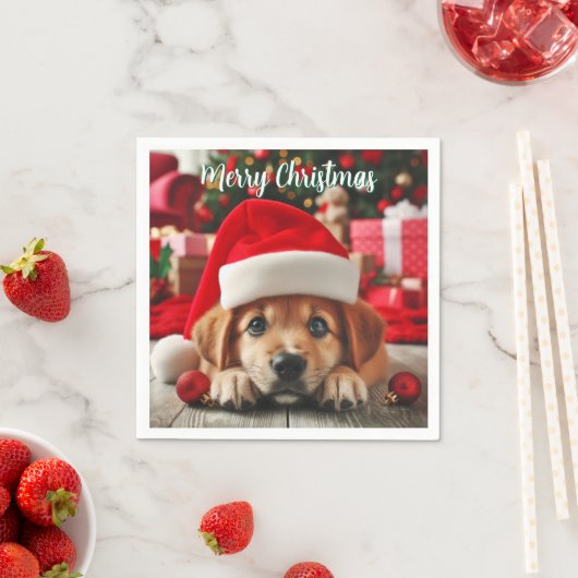 Kleiner Helfer-Welpe des Weihnachtsmanns Serviette (Beispiel)