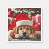 Kleiner Helfer-Welpe des Weihnachtsmanns Serviette (Vorderseite)