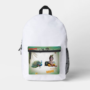 Kleiner Herr Krishna Pfau Janmashtami Bedruckter Rucksack