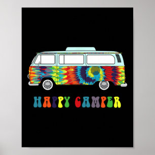 Kleiner Hippie-Vintage-Bus, süßes, tie-dyed Camper Poster