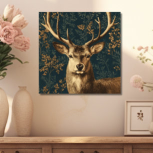 Kleiner Hirsch im Stil von William Morris Vintage Leinwanddruck