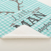 Kleiner Hirsch Jagd Aquamarin Kariert Sherpadecke (3/4)