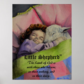 "Kleiner Hirte" Das Lamm Gottes mit Mädchen schlaf Poster