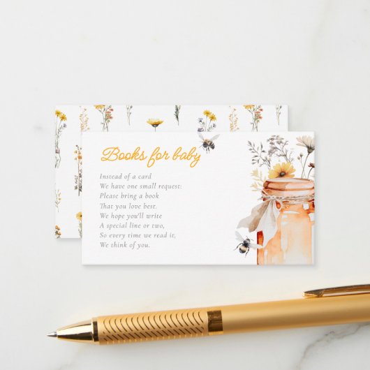 Kleiner Honig auf dem Weg Bücher für Kinderdusche Begleitkarte (Vorderseite/Rückseite Beispiel)